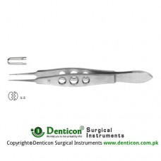 Castroviejo Suture Tying Forcep 1 x 2 Teeth with Tying Platform Stainless Steel, 11 cm - 4 1/4" Tip Size 0.12 mm